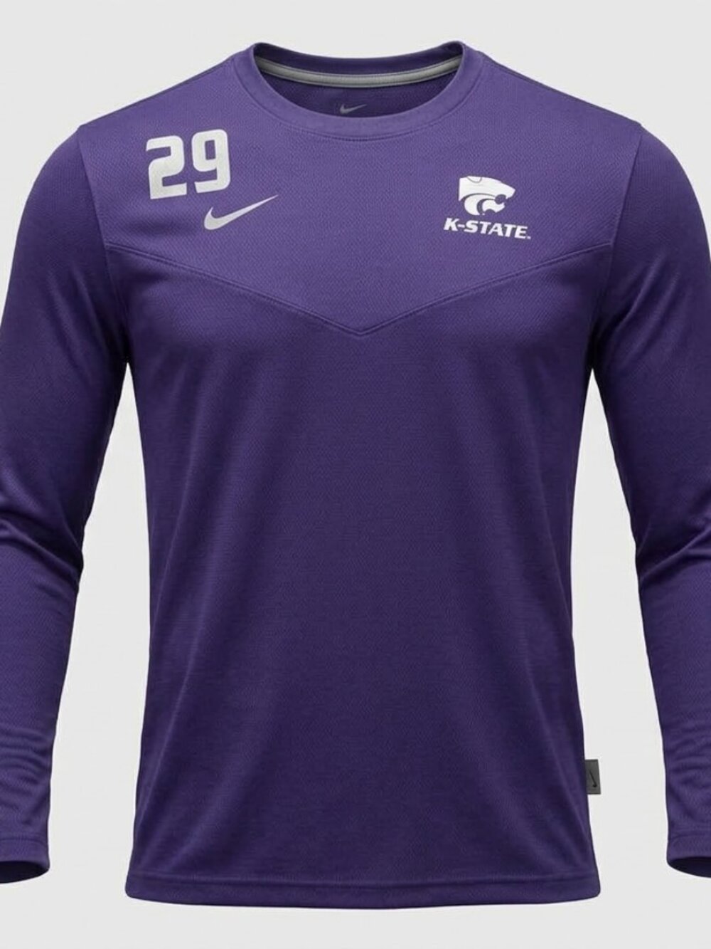 Nike Kansas State KSU Wildcats On Field Long Sleeve T Purple Powercat #29 Team